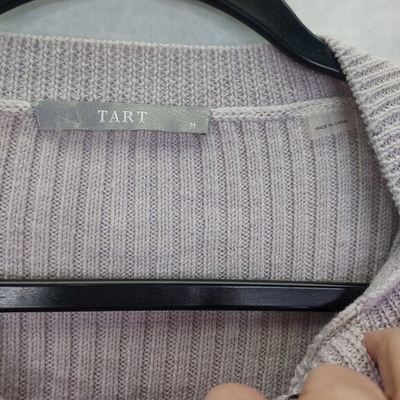 Tart Amity Sweater Women's M Lace Up Front 100% Merino Wool Blush Pink Rib Knit - Picture 4 of 10